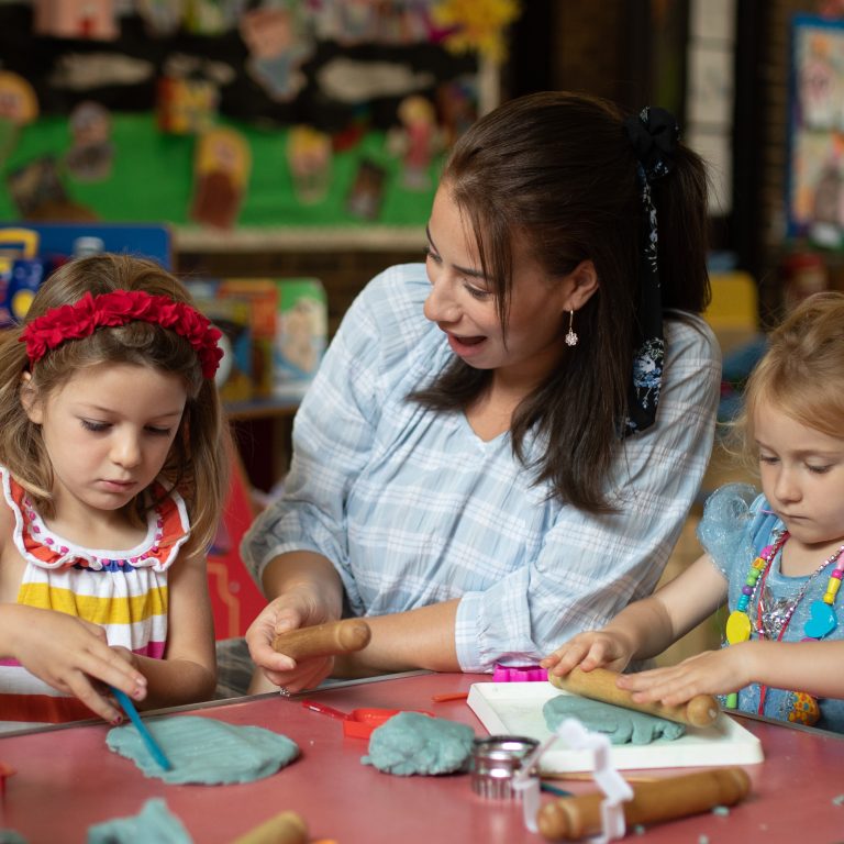 children using play doh