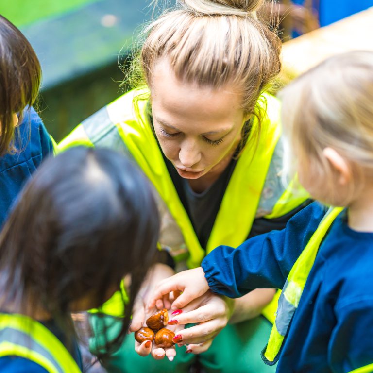 Children holding conkers